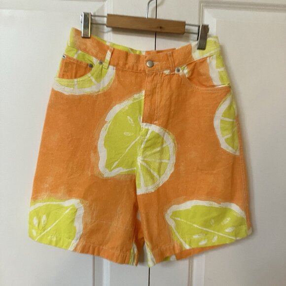 Zara Lemon Shorts Mens 30 Orange Limited Edition Bermuda Walking Novelty Print - Picture 10 of 10